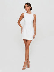 Sleeveless High Neck A-Line Mini Dress