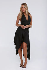 Glowberry Halter Midi Dress Black