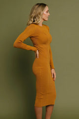 Manhattan Ribbed Sweater Dress | Camel