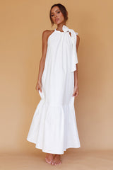 Cruise Shoulder Tie Maxi Dress White