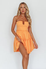 Sherbet Sunset Tied Neck Mini Dress Orange