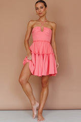 Horizons Frill Trim Mini Dress Pink
