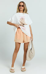 Archer Two Piece Top and Shorts Set - Boots T-Shirt Set in White/Orange