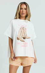 Archer Two Piece Top and Shorts Set - Boots T-Shirt Set in White/Orange