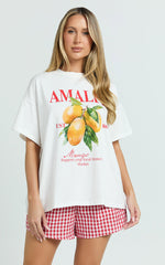 Aurella Two Piece Top and Shorts Set - Amalfi T-Shirt Set in White/Red