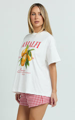 Aurella Two Piece Top and Shorts Set - Amalfi T-Shirt Set in White/Red