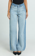 Becca Jeans - Two Tone Mid Rise Cropped Denim Jeans in Mid Blue