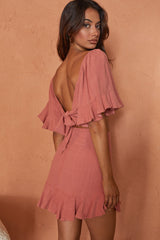 Hand In Mine Wide Ruffle Hem Skirt Rose