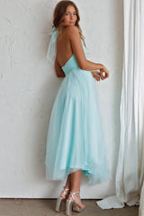 Andria Halterneck Tulle Midi Dress Mint