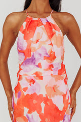 Val Cowl Back Maxi Dress Floral Orange
