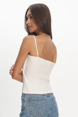 Prudence Ribbed Knit Cami Top Off White