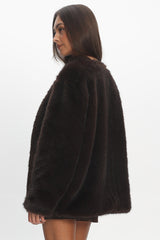 By The Fire Faux Fur Coat Chocolate