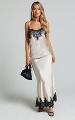 Zareena Midi Skirt - Lace Trim Slip Skirt in Oyster