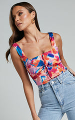 Davian Top - Wide Strap Straight Neck Corset in Multi