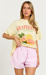 Duffy Two Piece Top and Shorts Set - Grapefruit Paradise T-shirt Set in Yellow/Pink
