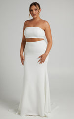 Hopeless Romantic Two Piece Set - Strapless Crop Top and Maxi Skirt Set in Ivory
