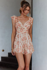 Lola Tied Back Lace Romper Orange