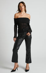 Kailah Top - Off the Shoulder Knit Top in Black