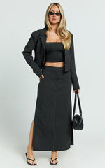 Lioness - Luna Maxi Skirt in Onyx Pinstripe