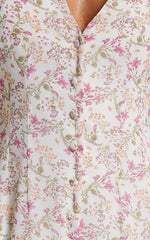 Maximum Potential Mini Dress - Button Up Dress in Purple Floral