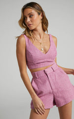 Melbourne Two Piece Set - Twill Two Piece Short Set in Pink