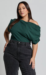 Nalfie Top - Asymmetrical Top in Forest Green