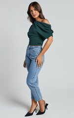Nalfie Top - Asymmetrical Top in Forest Green