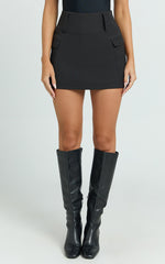 Nola Skort - High Waisted Utility Pocket Skort in Black