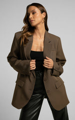 Izara Blazer - Oversized Boyfriend Fit Blazer in Dark Olive