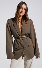 Izara Blazer - Oversized Boyfriend Fit Blazer in Dark Olive