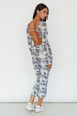 Blue Moons Ruched Midi Skirt Indigo Denim