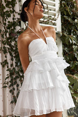Joy Of Life Layered Ruffle Mini Dress Off White
