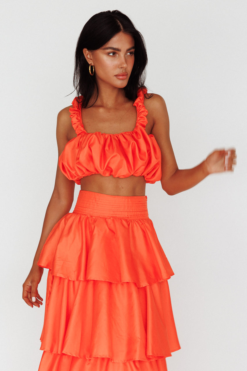Sozo Bubble Crop Top Orange