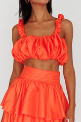 Sozo Bubble Crop Top Orange