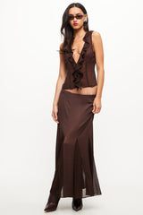 LIONESS Rose Ruffle Top Chocolate