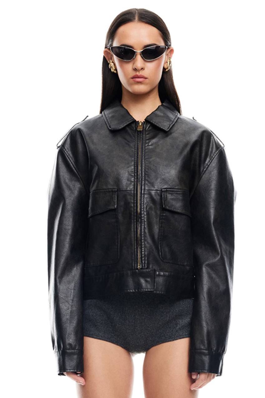 LIONESS Eighties Bomber Jacket Washed Onyx