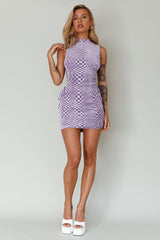 Midnight In London Lace-Up Side Mini Dress Lavender