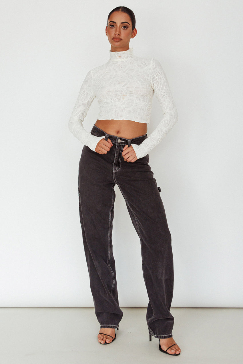 Plato High Neck Crop Top Off White