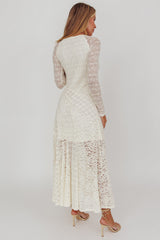 Tarly Long Sleeve Lace Maxi Dress Cream