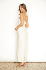 Maravilhosa Keyhole Halter Jumpsuit Oatmeal