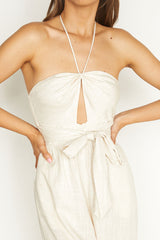 Maravilhosa Keyhole Halter Jumpsuit Oatmeal