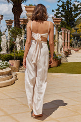 Tammi Wide Leg Satin Pants Oyster