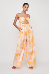Tammi Cut-Out Waist Jumpsuit Abstract Yellow