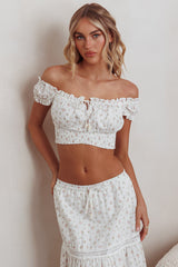 Canyon Cove Puff Sleeve Crop Top Floral Pink