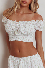 Canyon Cove Puff Sleeve Crop Top Floral Pink