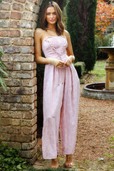La Galerie Pintuck Pleat Bandeau Jumpsuit Blush