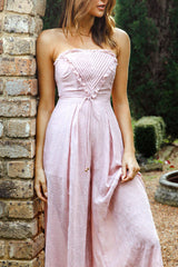 La Galerie Pintuck Pleat Bandeau Jumpsuit Blush