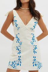 Mykonos Morning Tied Shoulder Mini Dress Beige