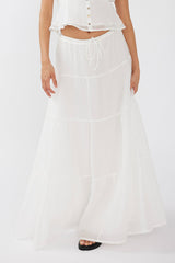 Azura Drawstring Maxi Skirt White