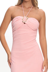 Letisha Textured Halter Maxi Dress Pink